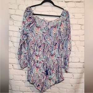 Victoria’s Secret Hanalei Romper Blue & Pink Paisley Print - Size M